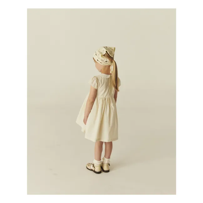 Vestido de algodón orgánico con cuello Peter Pan | Crema