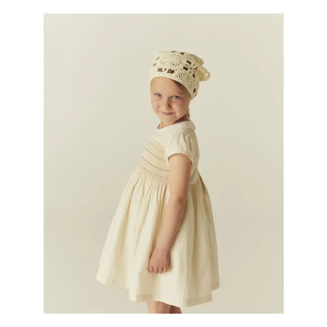 Vestido de algodón orgánico con cuello Peter Pan | Crema