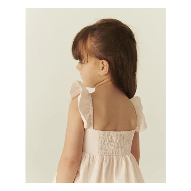 Conjunto de verano de top y pantalón corto de algodón orgánico a rayas | Rosa Litchi