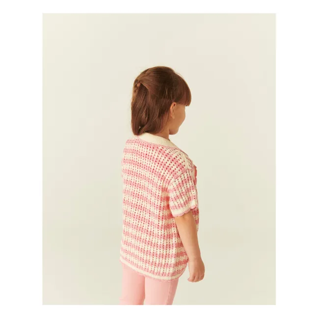 Cardigan Manches Courtes Crochet Coton Bio | Ecru
