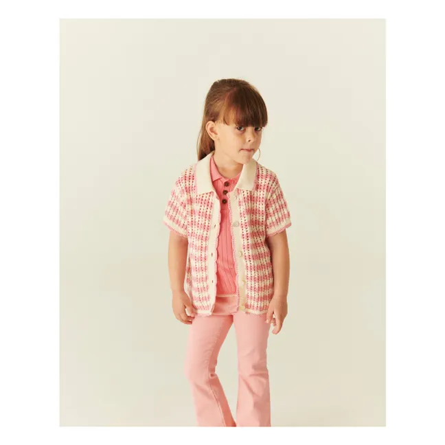 Cardigan Manches Courtes Crochet Coton Bio | Ecru