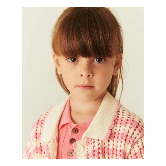 Cardigan Manches Courtes Crochet Coton Bio | Ecru