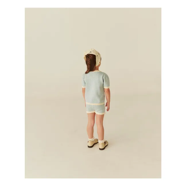 Chaqueta de manga corta en jacquard de algodón orgánico | Azul Claro