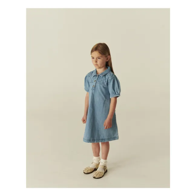 Vestido vaquero acolchado de algodón orgánico | Azul Claro