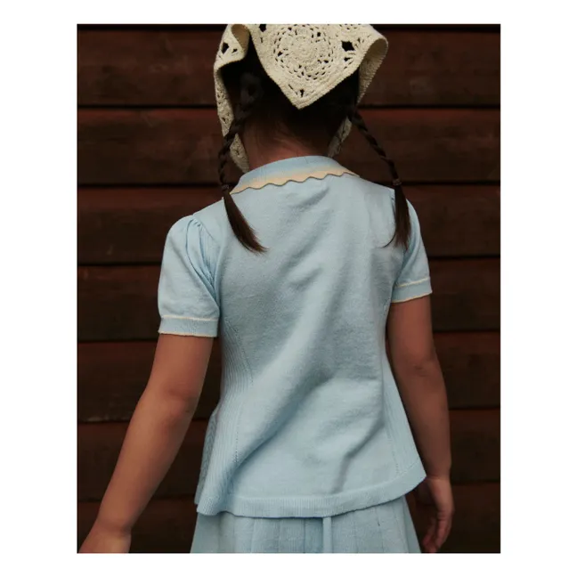 Polo de punto de algodón ecológico | Azul Glaciar