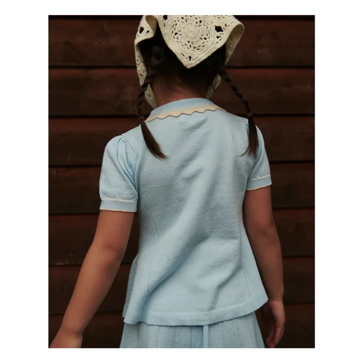 Polo de punto de algodón ecológico | Azul Glaciar- Imagen del producto n°7