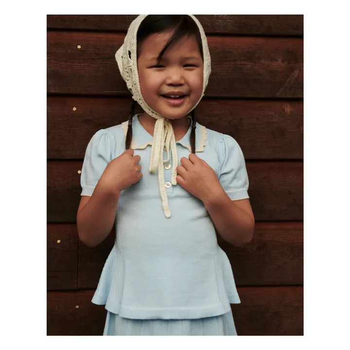 Polo de punto de algodón ecológico | Azul Glaciar- Imagen del producto n°6