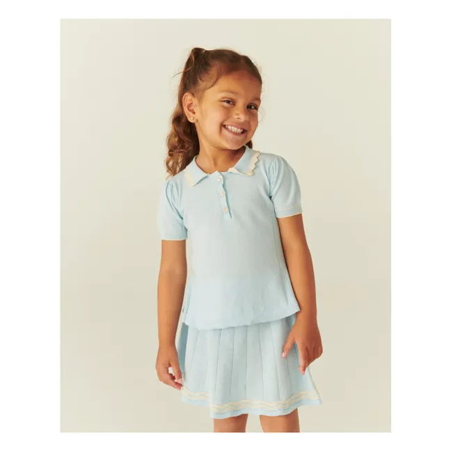 Polo de punto de algodón ecológico | Azul Glaciar