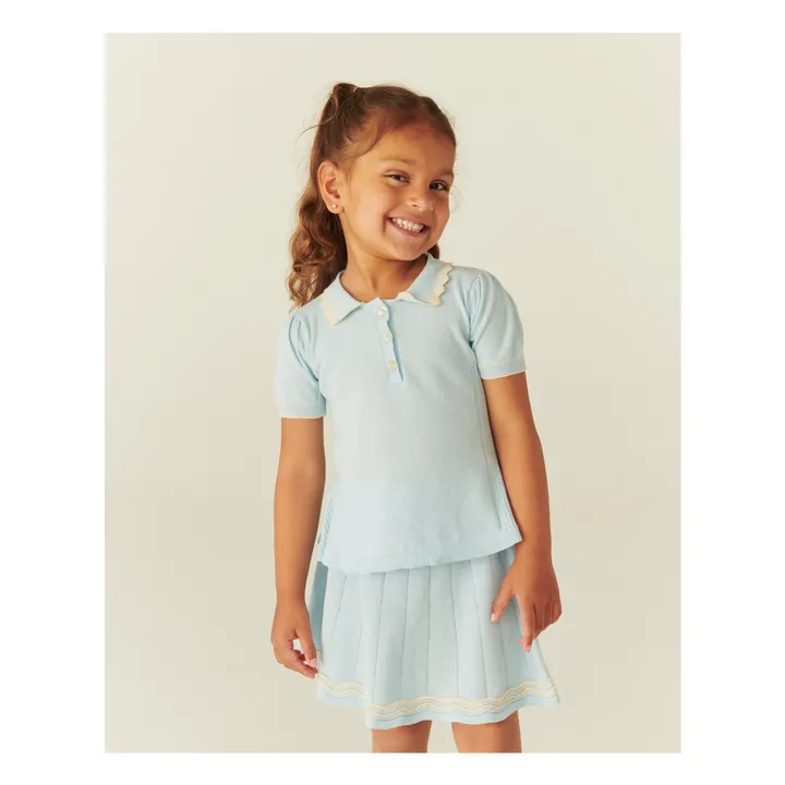 Polo de punto de algodón ecológico | Azul Glaciar- Imagen del producto n°1