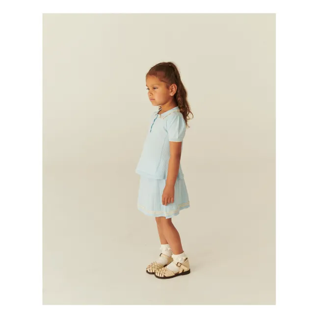 Polo de punto de algodón ecológico | Azul Glaciar