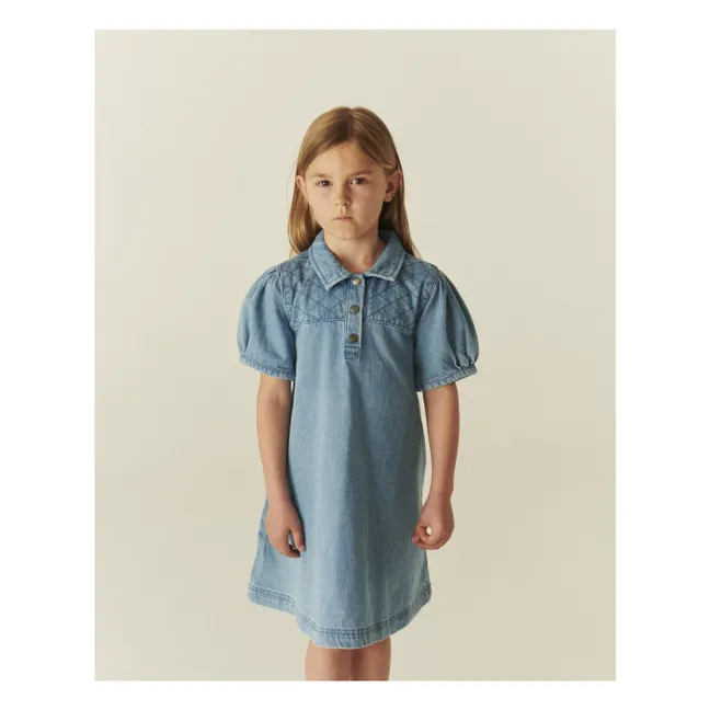 Vestido vaquero acolchado de algodón orgánico | Azul Claro