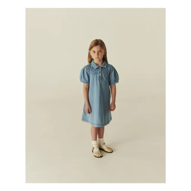 Vestido vaquero acolchado de algodón orgánico | Azul Claro