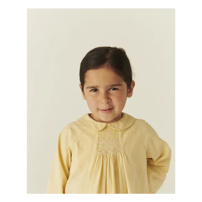 Blusa fruncida de algodón orgánico | Amarillo palo