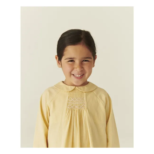 Blusa fruncida de algodón orgánico | Amarillo palo