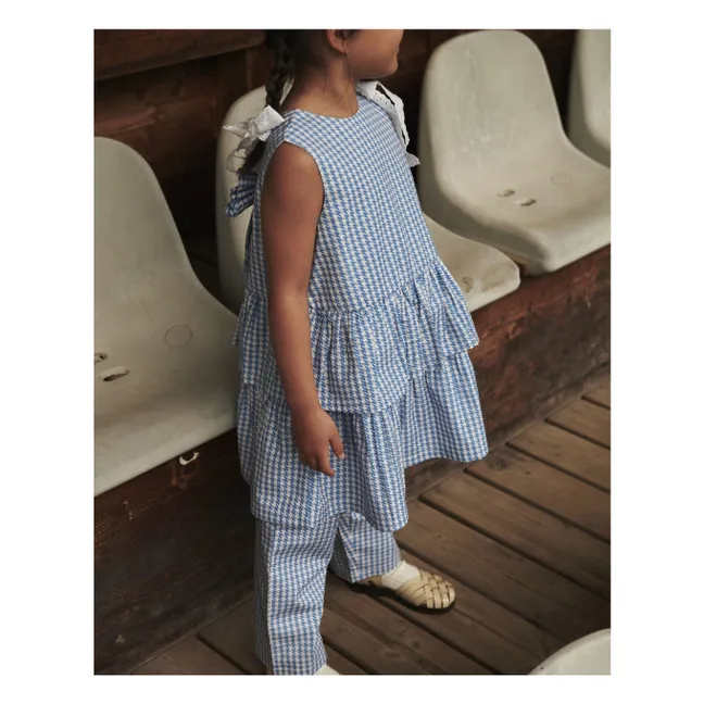 Pantalones de pata de gallo de algodón orgánico | Azul