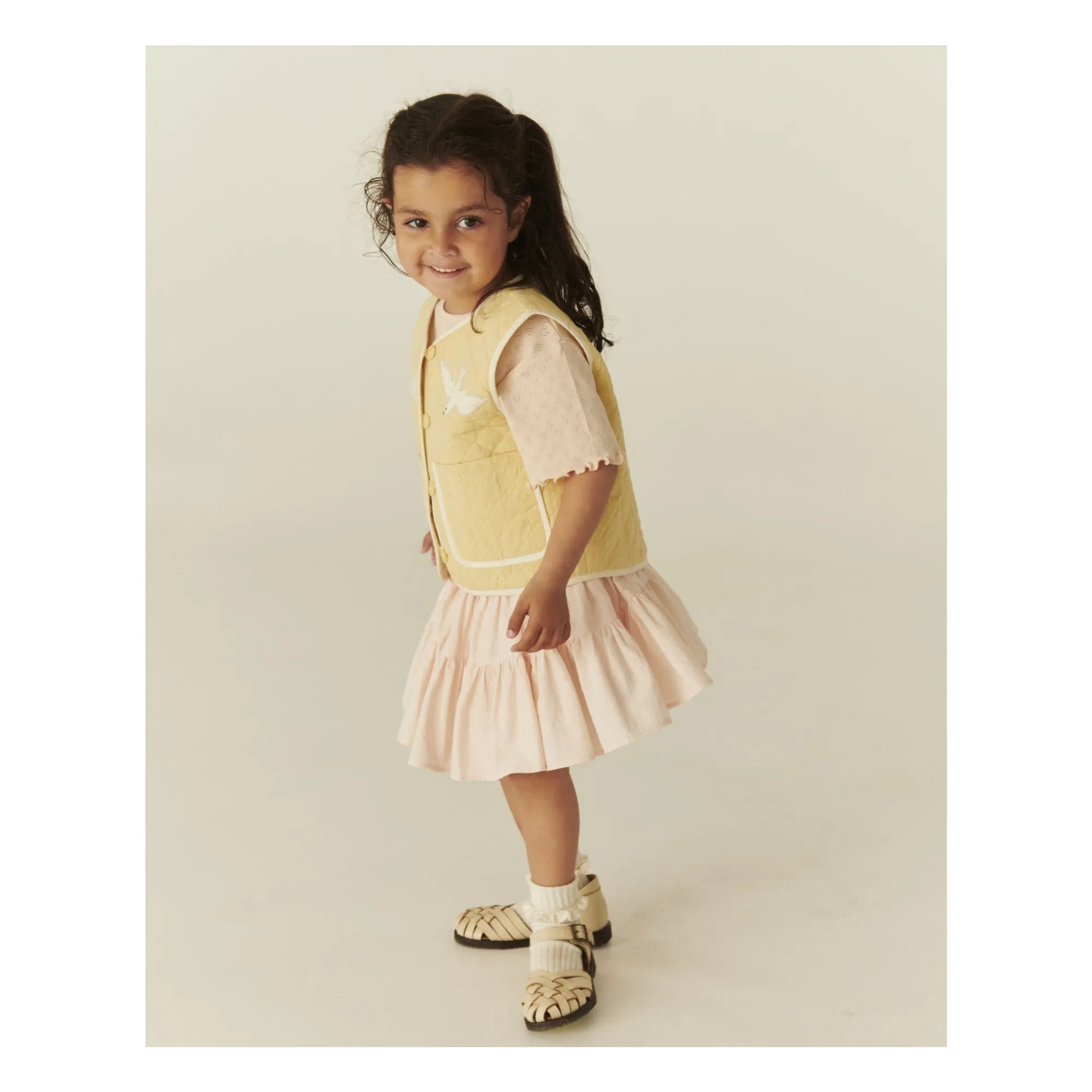 Veste Sans Manches Matelassée Coton Bio | Jaune pâle- Image produit n°4
