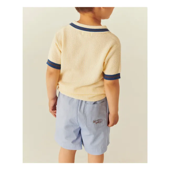 Polo acanalado de rayas en contraste Algodón orgánico | Amarillo palo