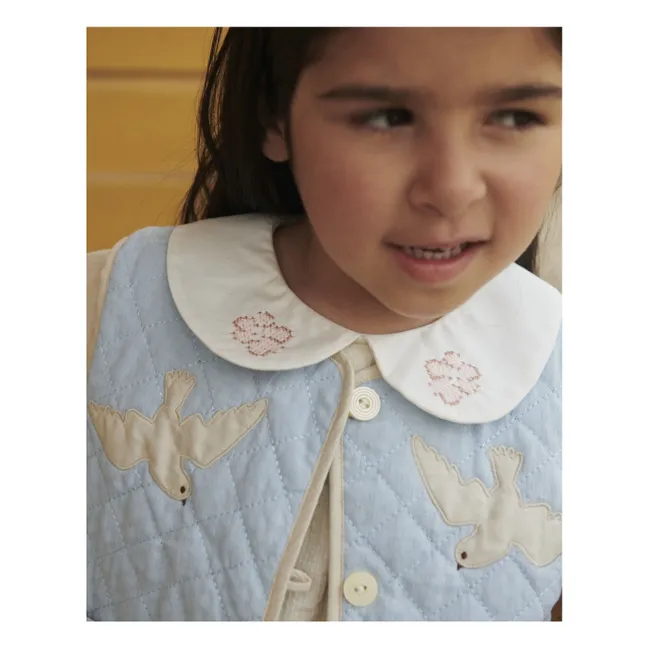 Sleeveless Quilted Organic Cotton Jacket | Light Blue