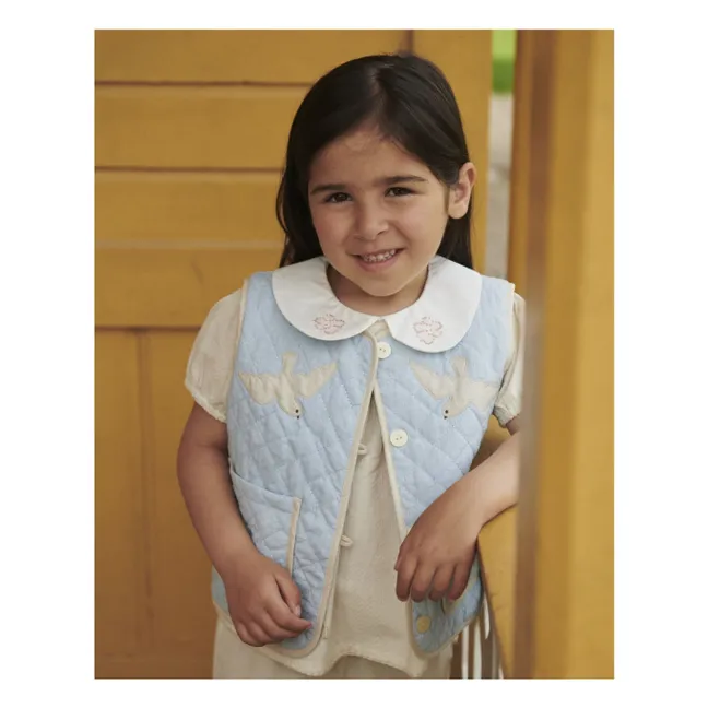 Sleeveless Quilted Organic Cotton Jacket | Light Blue