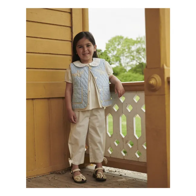 Chaqueta acolchada sin mangas de algodón orgánico | Azul Claro