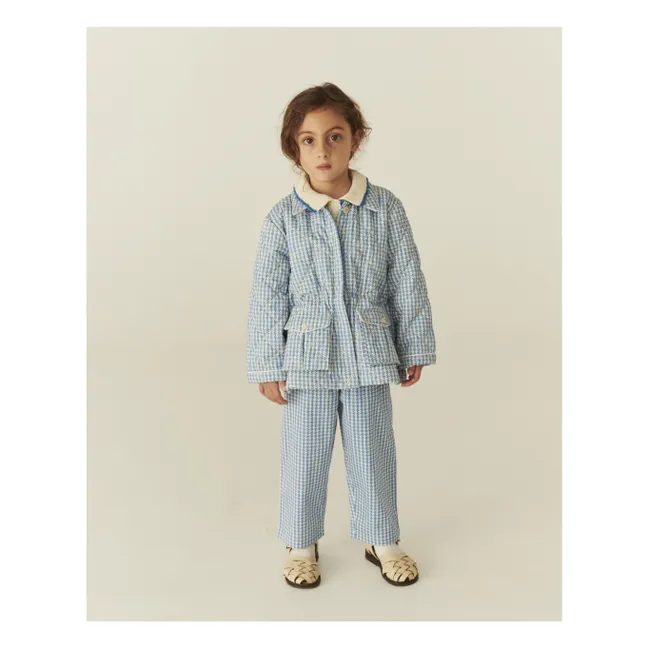 Pied de Poule organic cotton quilted jacket | Blue