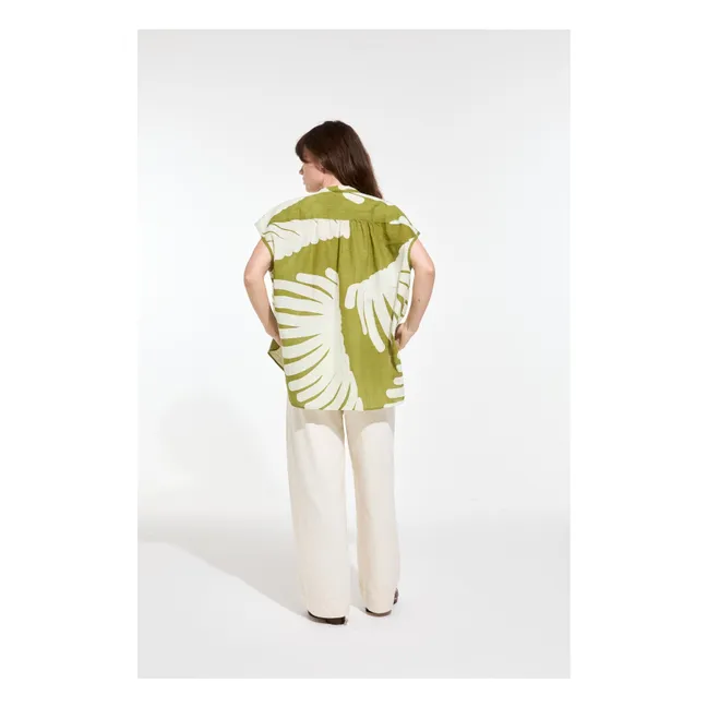 Adèle Cotton Palm Top | Khaki