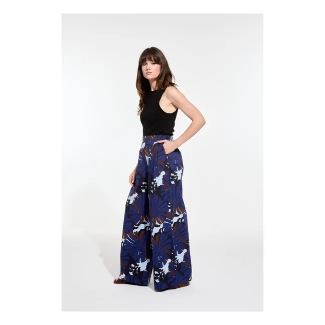 Penelope Poppy Cotton Poplin Trousers | Blue