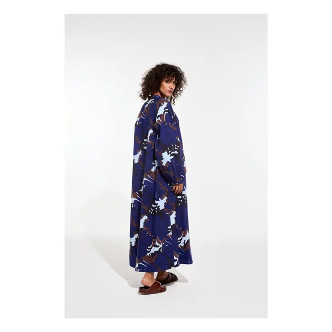 Vestido de popelina de algodón Eulalie Poppy | Azul