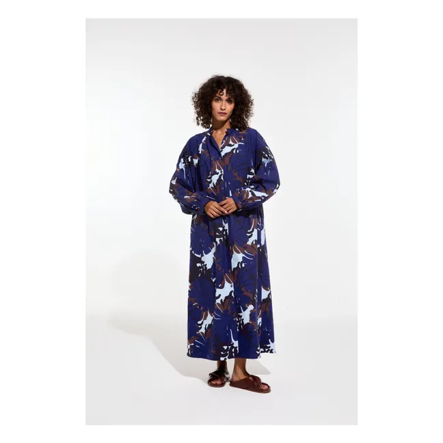 Robe Eulalie Pavot Popeline de Coton | Bleu