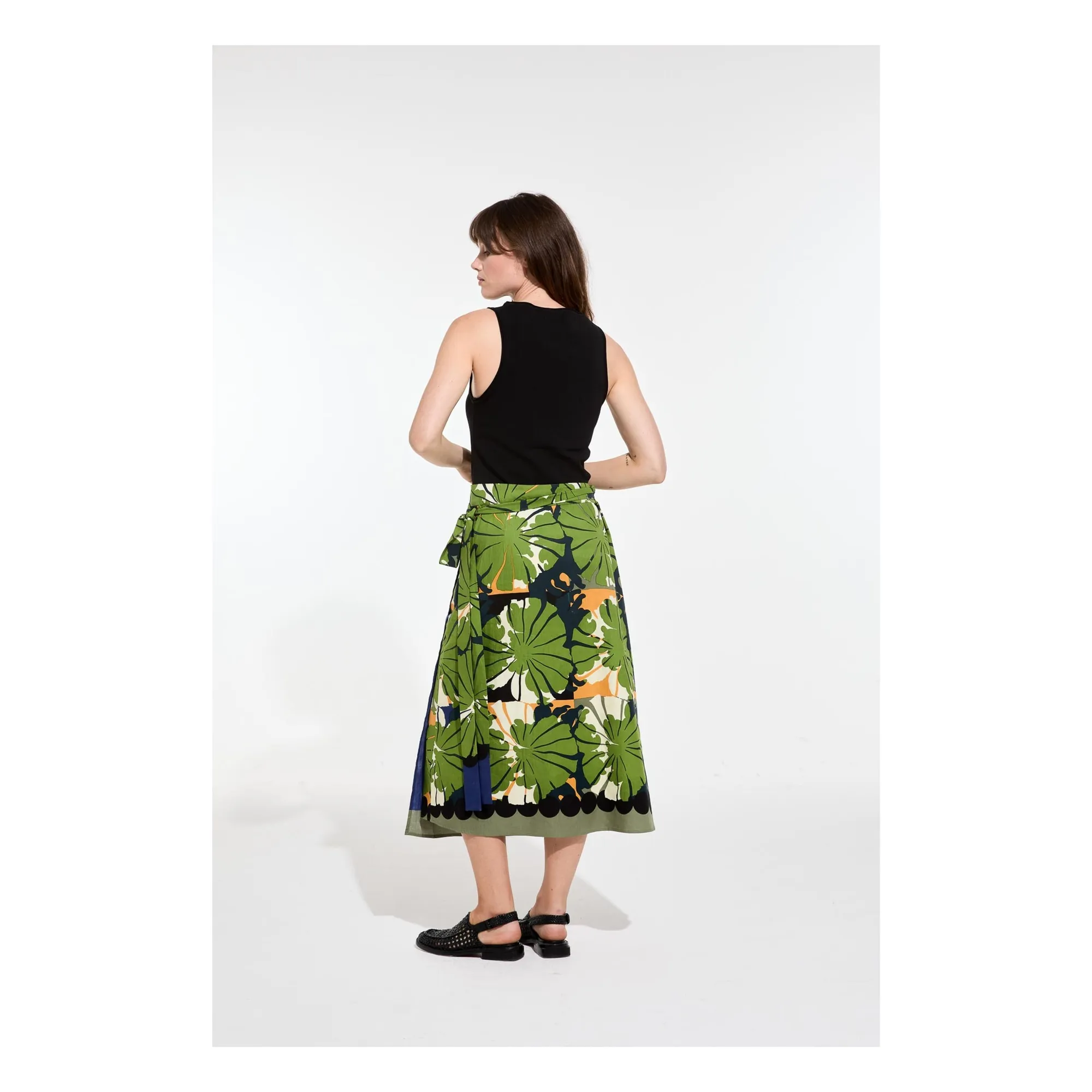 Jupe Zoé Poppy Popeline de Coton | Vert foncé- Image produit n°3