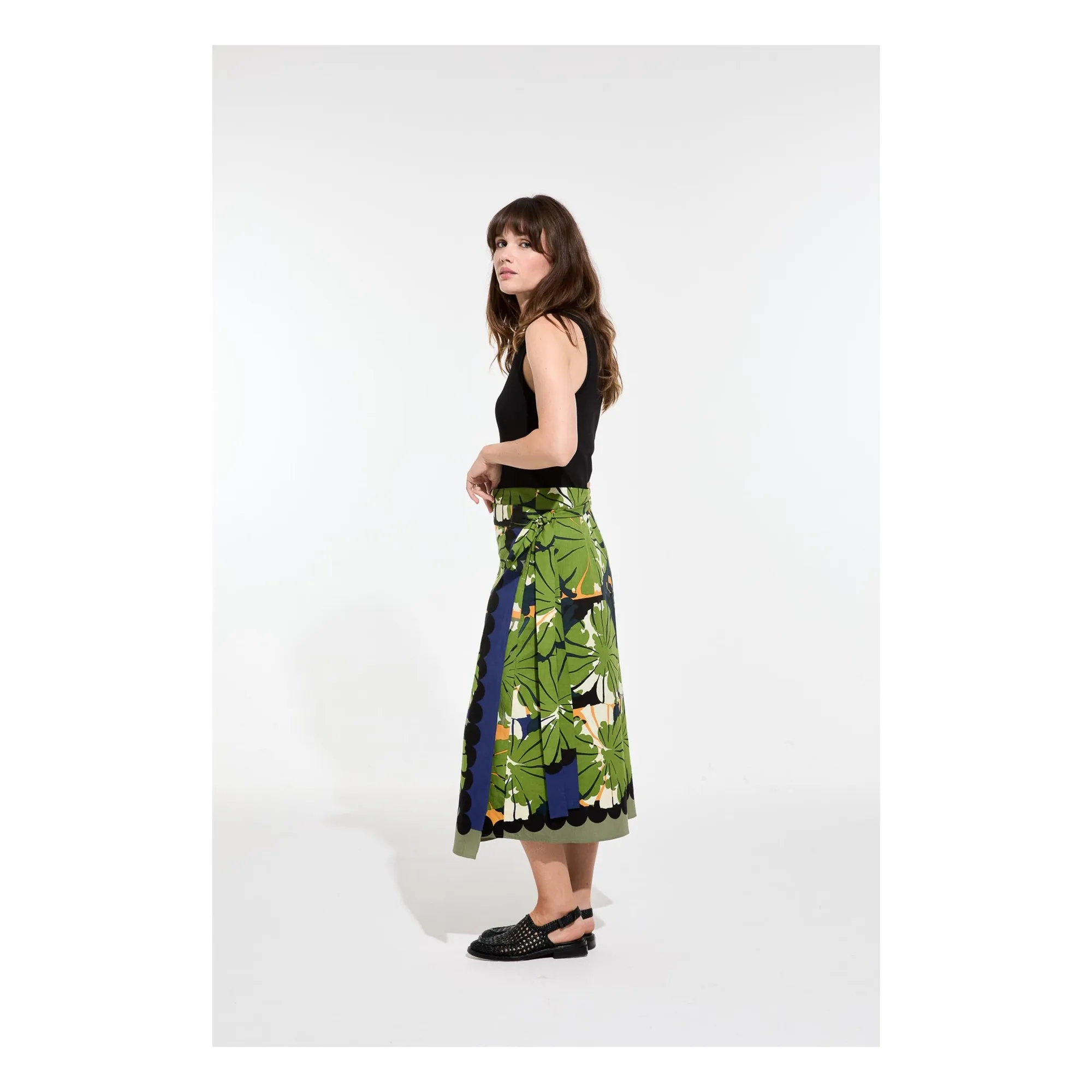 Jupe Zoé Poppy Popeline de Coton | Vert foncé- Image produit n°2