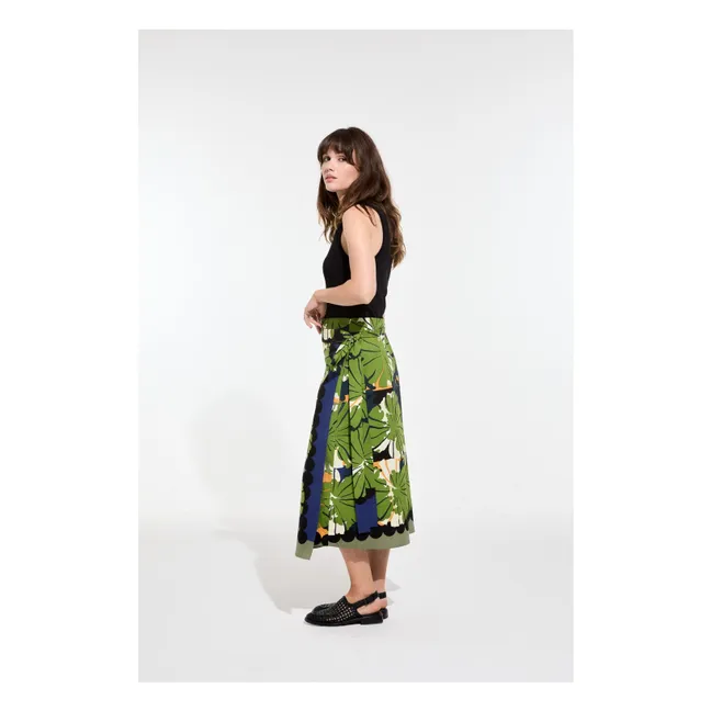 Falda Zoé Poppy de popelina de algodón | Verde Oscuro
