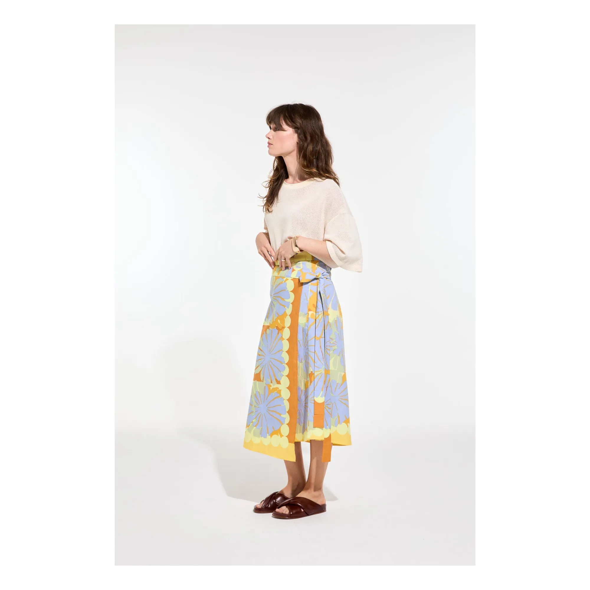 Jupe Zoé Poppy Popeline de Coton | Bleu- Image produit n°2