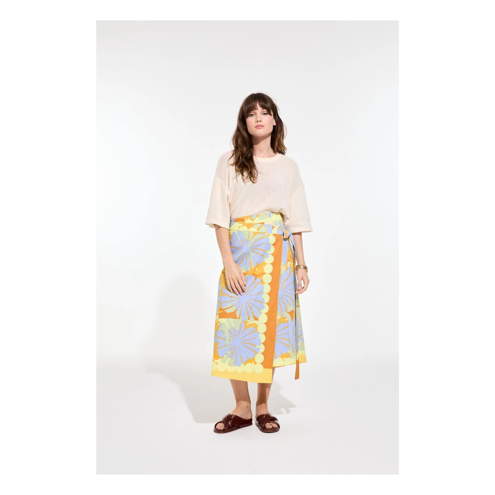 Jupe Zoé Poppy Popeline de Coton | Bleu- Image produit n°1