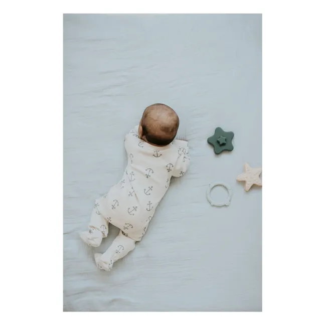 Pyjamas with feet Anchors Ribbed Organic Cotton | Beige