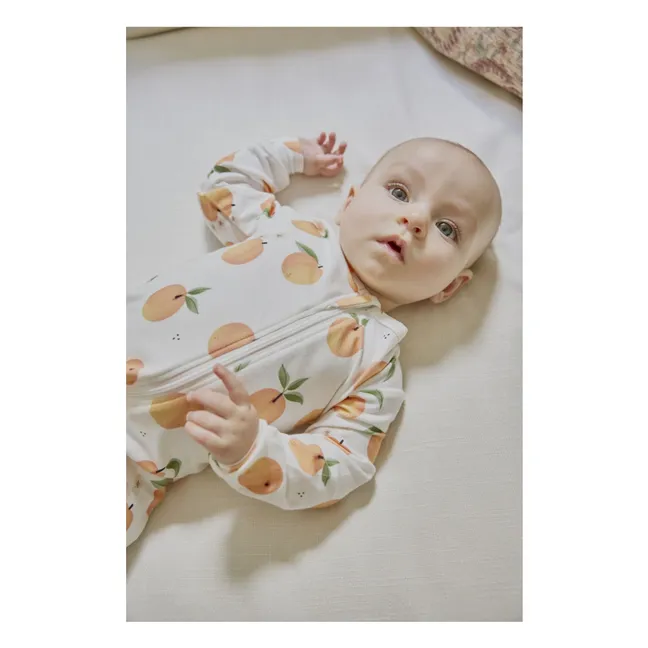 Peach pyjamas with feet Organic cotton and Modal | White