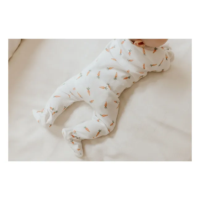 Pijama de punto de algodón orgánico con pies de zanahoria | Blanco