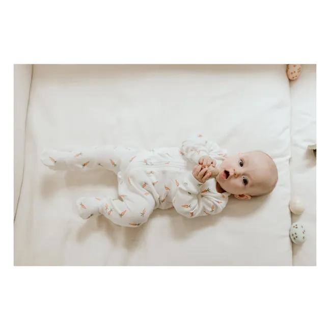 Pijama de punto de algodón orgánico con pies de zanahoria | Blanco