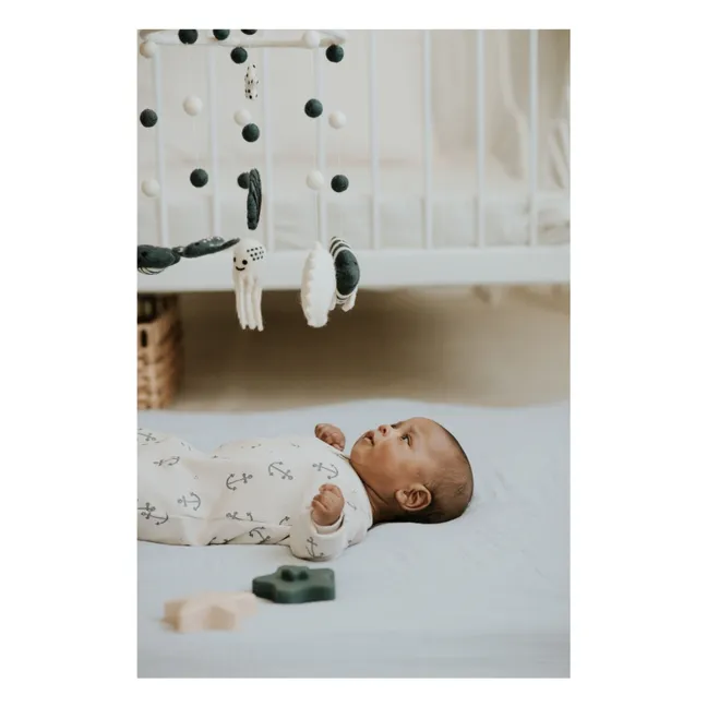 Pyjamas with feet Anchors Ribbed Organic Cotton | Beige