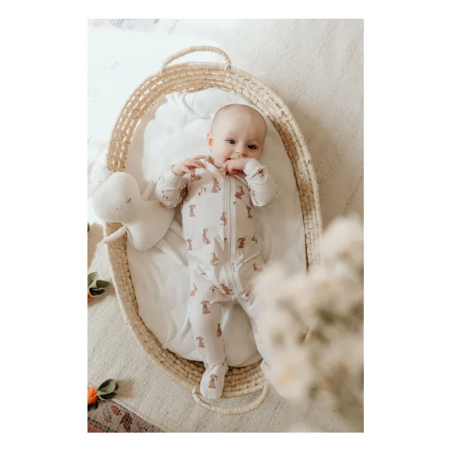 Organic cotton and Modal pyjamas with bunny feet | Beige