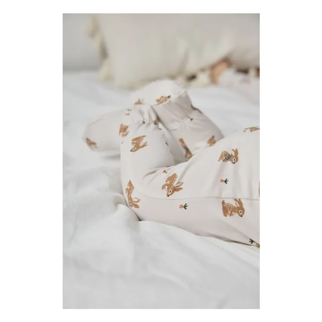 Organic cotton and Modal pyjamas with bunny feet | Beige