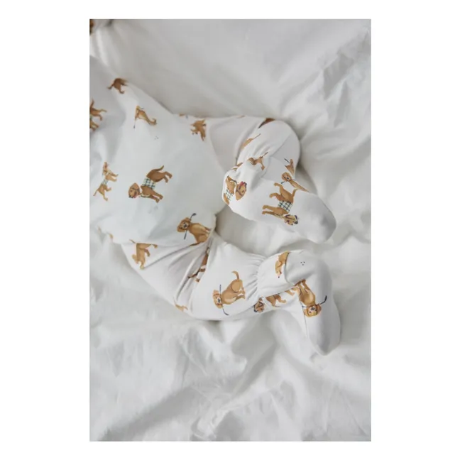 Pijama con pies Perros Algodón orgánico y Modal | Blanco