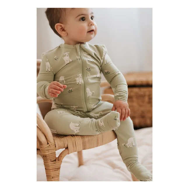 Pijama Convertible de Algodón Ecológico y Cordero Modal | Verde