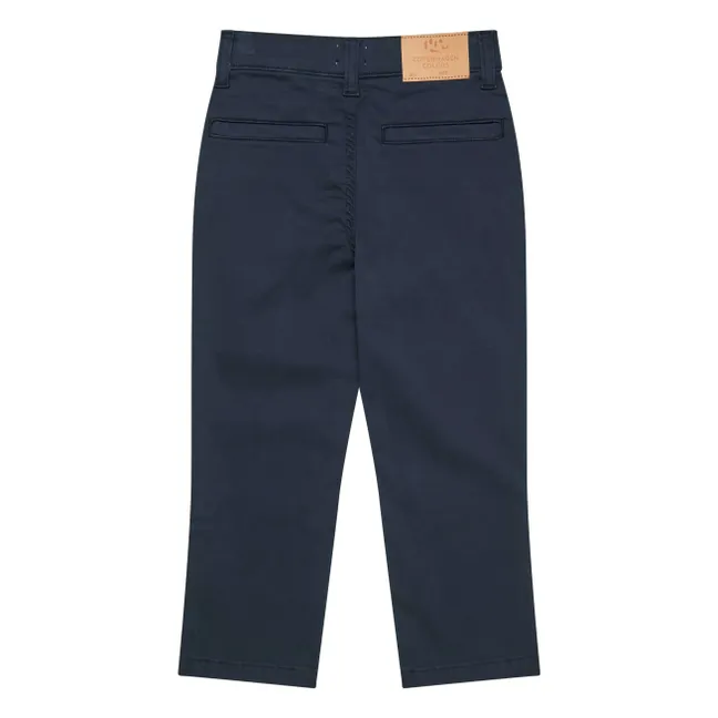 Pantalones chinos de sarga de algodón ecológico | Azul Marino