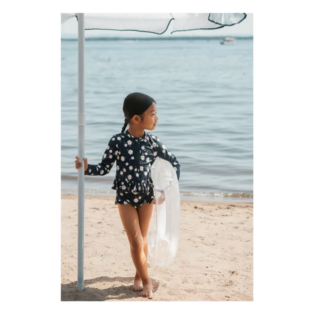 Ensemble T-shirt et Culotte Anti-UV Fleuri Fibres Recyclées | Bleu marine