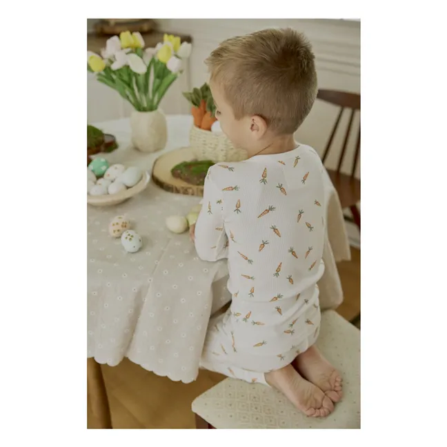 Organic Cotton Ribbed Carrot Pyjamas | White