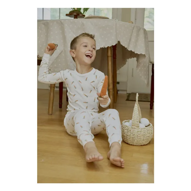 Organic Cotton Ribbed Carrot Pyjamas | White