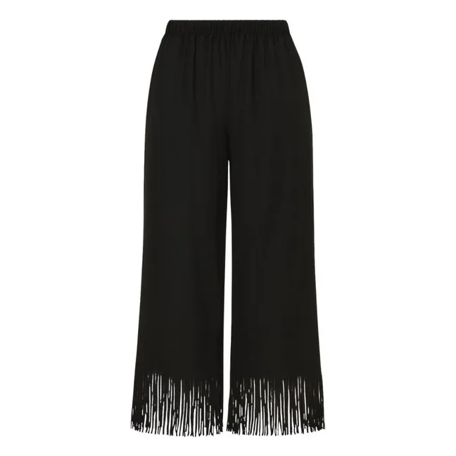 Pantalones con flecos Lino | Negro