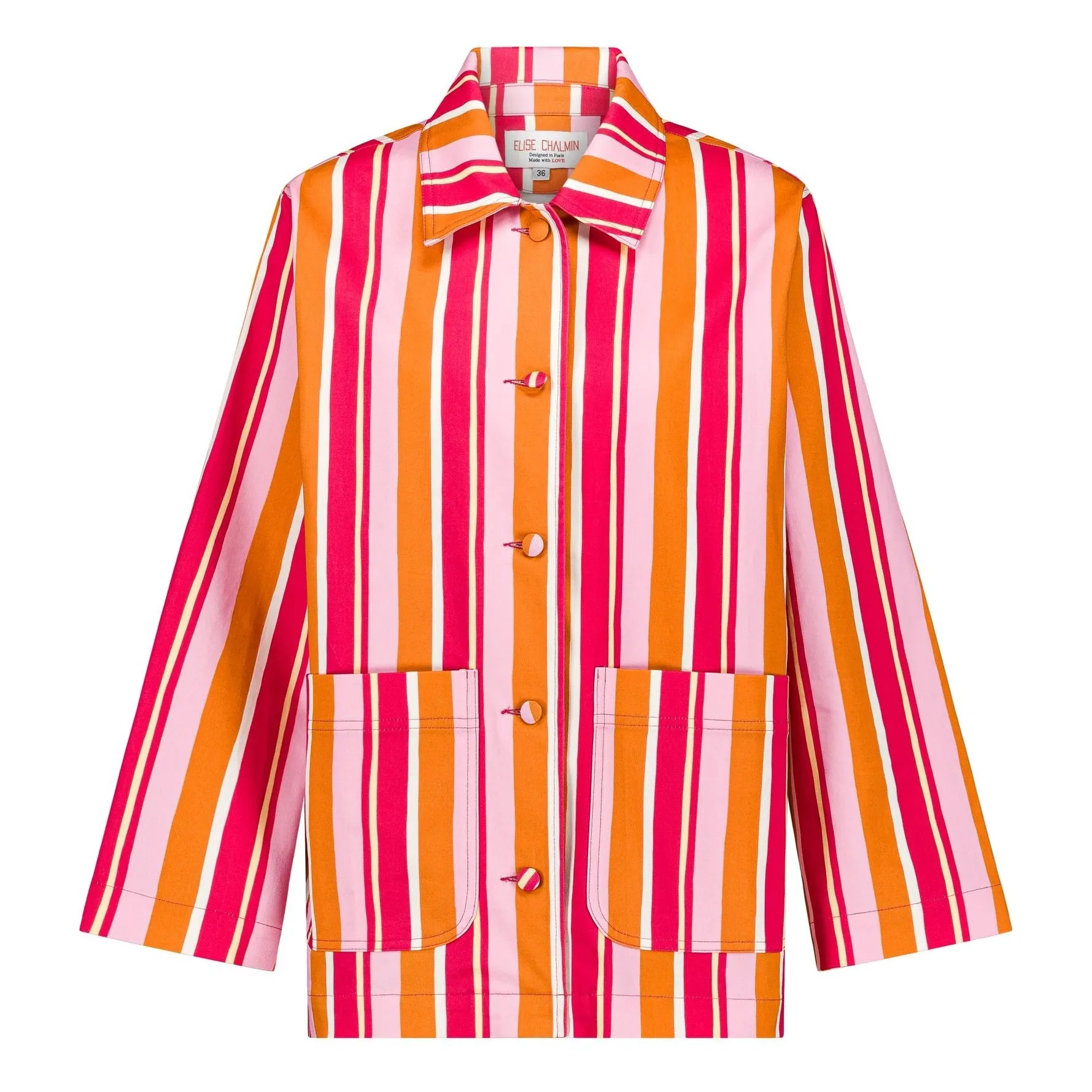 Veste Rayures Lucie Coton | Rose- Image produit n°0
