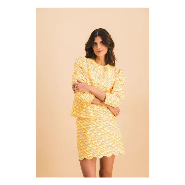 Falda marrón de algodón | Amarillo